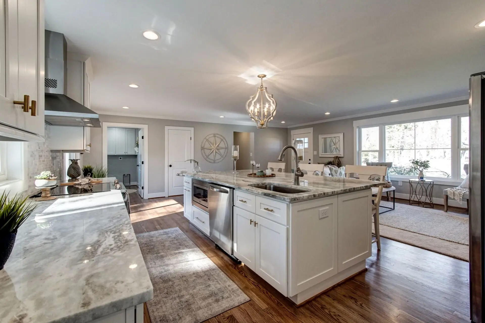 marble-style kitchen island 