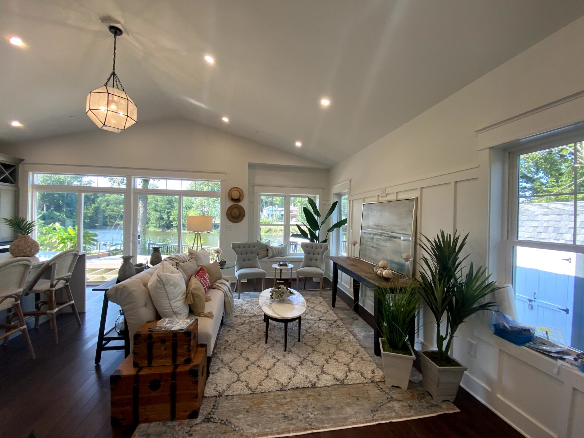 living room and dining area