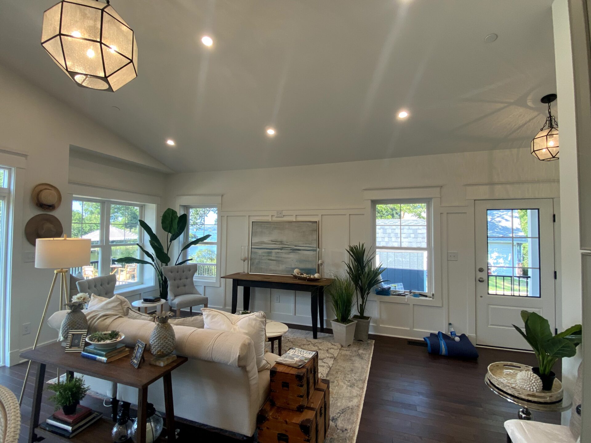 living room area with plants